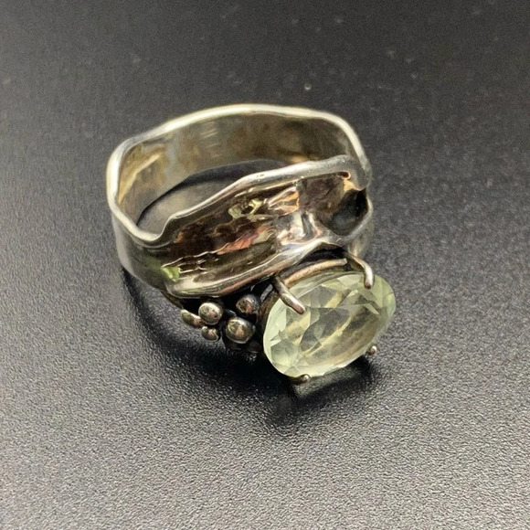 Sterling Silver Large Prasiolite Stone Statement Ring - Picture 4 of 16